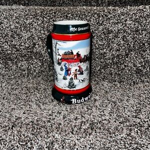 Budweiser Collectors Series Christmas Beer Stein 1991 Mug Clydesdale Holiday